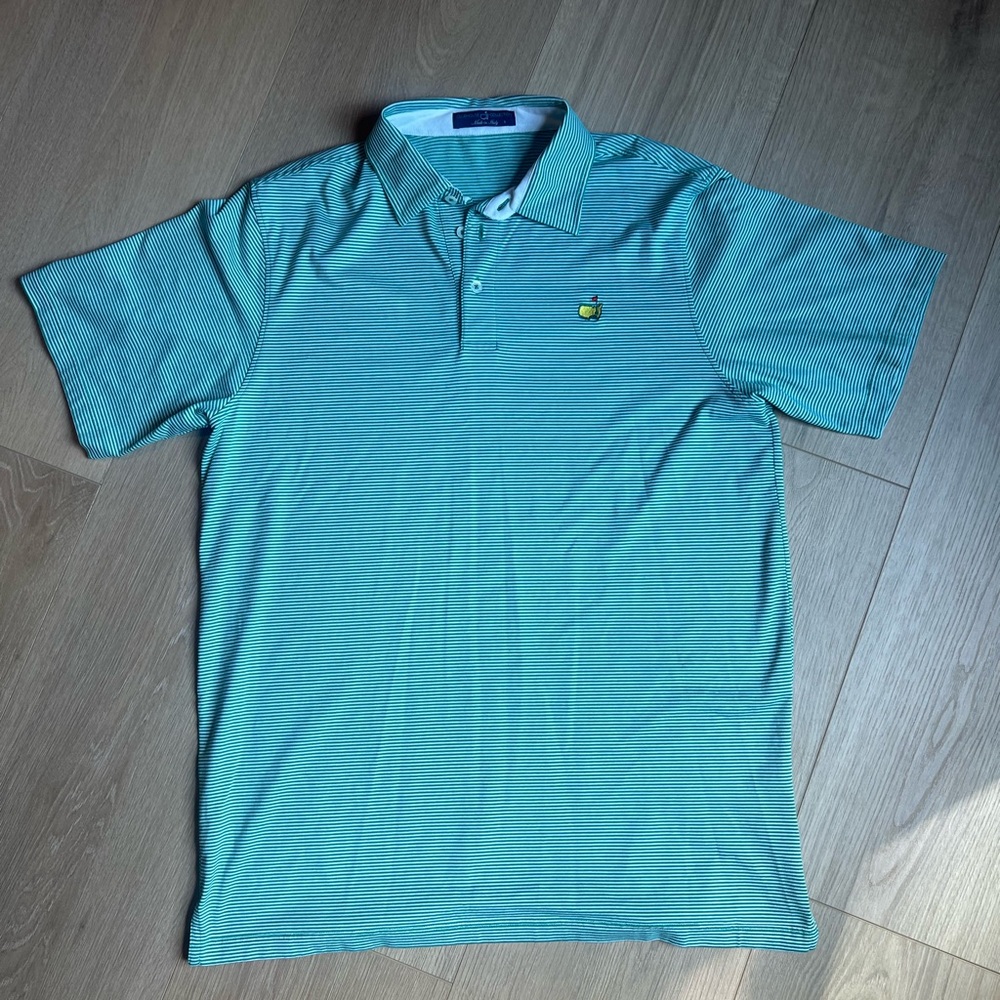 Men's Masters Green Striped Polo Shirt